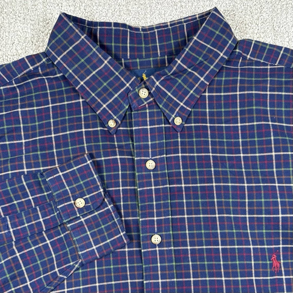 Polo Ralph Lauren Men's 2XB Blue Plaid Long Sleeve Button Down Shirt